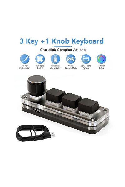 Choice Black Macropad Macro Mechanical Keyboard Rgb Mini Gaming Custom Programming Knob Keypads Red Switch