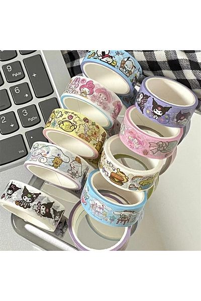 Choice New Sanrio Washi Tape 10/60 Rolls Hand Ledger Cartoon Cute Kuromi Material Decorative Stickers
