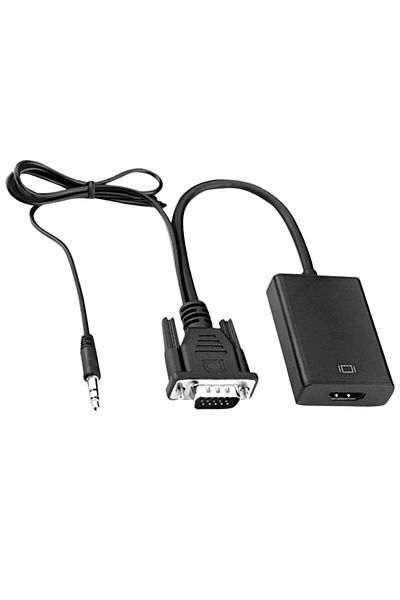 Choice محول فيديو عالي الدقة من VGA إلى HDTV أسود مقاس 20 سم، محول كابل صوت وفيديو عالي الدقة، مدخل VGA ومخرج HD لجهاز C