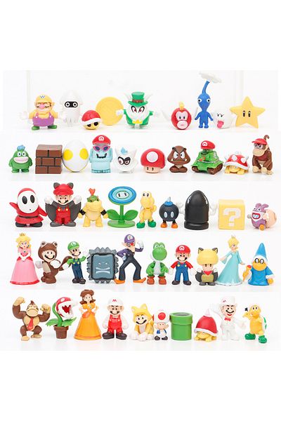 Choice 12Pcs/24Pcs/48Pcs Super Mario Bros Action Figures Kawaii Bowser Anime Figure with Storage Bag for...