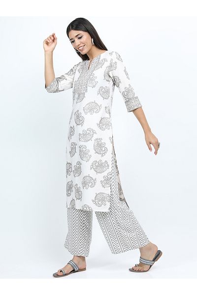Vishudh By Styli Paisley Print Kurta & Palazzos Set