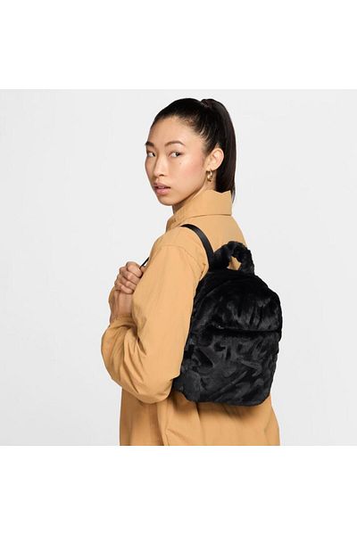 Nike Futura Black Mini Women's Faux Fur Plush Backpack XS Suitable for Daily Use (6 Liters)