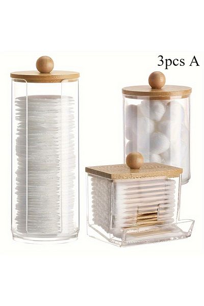 Choice 3pcs Cotton Swab Holder Bathroom Dispenser Storage Cotton Ball, Cotton Swab, Cotton Round Pads, F...