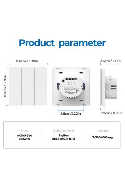 SMATRUL 110-240v European Standard 2-gang White Tuya Zigbee Eu Smart Light Switch No Neutral Wire No Capacit