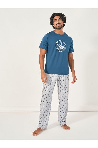 Styli Graphic Print T-Shirt & Printed Pyjama Set