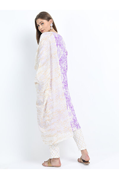 Vishudh By Styli Pack of 3 - Printed Straight Kurta, Trousers & Dupatta