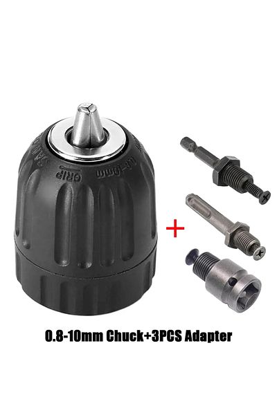 LIXIU 10mm Drill Chuck Set 10mm/13mm Keyless Drill Chuck, 1/2in 3/8in Hex Shank/sds-plus/square Quick Grip
