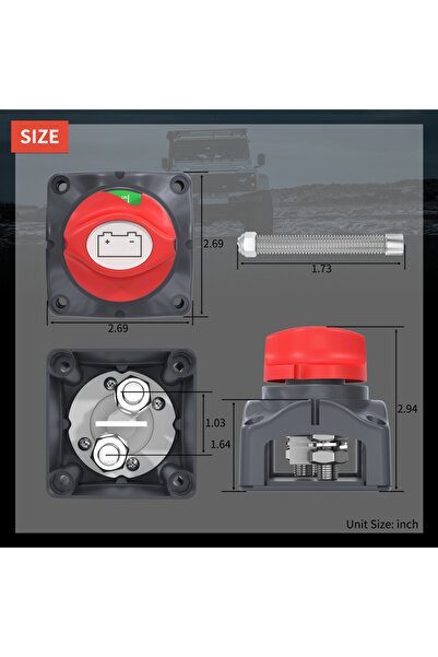 Choice Car Battery Disconnect Switch 48V 24V 12V Cut Off 2 Position 2 Pin M10 275A Battery Conn...