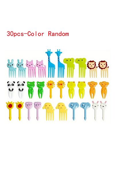 Choice 30 Pcs Random Animal Food Forks, Reusable Cute and Funny Cartoon Animal Fruit Food Toothpicks, Fr...