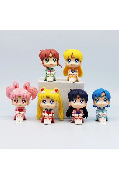 Choice 6pcs-set Sailor Moon Anime Figure Q Version Kawaii Sailor Mars Jupiter Mercury Venus Action Figure P