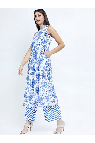 Vishudh By Styli Floral Print Kurta & Palazzos Set
