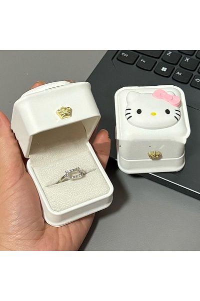 Choice Kitty Ring Box 2024 New Sanrio Kitty Ring Box Confession Gift Proposal Confession Ring Box Velvet Je