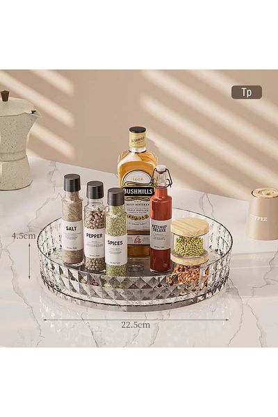 Choice Transparen 360 Rotating Seasoning Rack Non Slip Spice Kitchen Cabinet Plate Cosmetic Storage