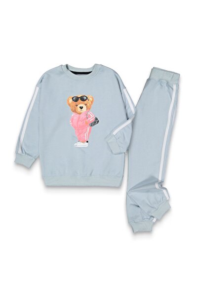 Lmn 2 szálas szezonális öltöny szett mackómintával lányoknak