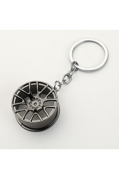 Choice Wheel Black Metal Keychain Car Wheel Key Chain Auto Decoration Bottle Opener Mini Vernier Caliper Ke