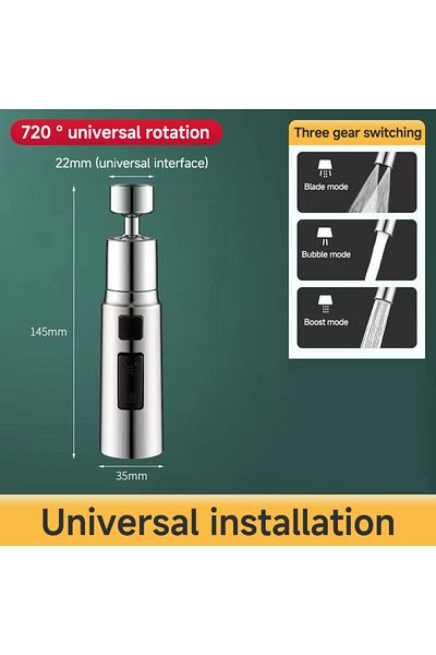 Choice Silver 1pc 3 Three Modesfaucet Extender Metal Alloy Head Water Saver Home Extended Shower Spray Filt