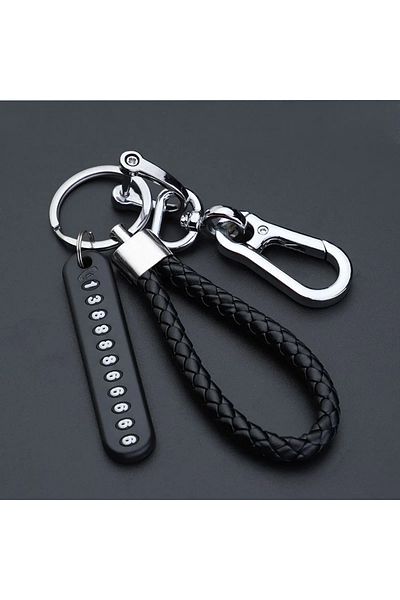 Choice Black 1pc Anti-lost Car Keychain, Phone Number Card Keyring, Phone Number Plate, Lock Key Ring Auto