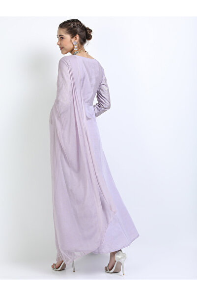 Vishudh By Styli Foil Print A-Line Kurta & Dupatta Set