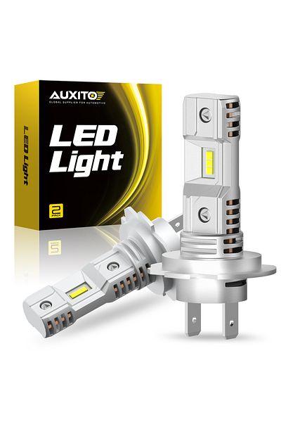 Choice H7 Auxito 2 قطعة H7 Led لمبة CSP رقاقة مصباح أمامي بدون مروحة سوبر وايت ساطع 12 فولت 1:1 تصميم صغير H7 رفيع