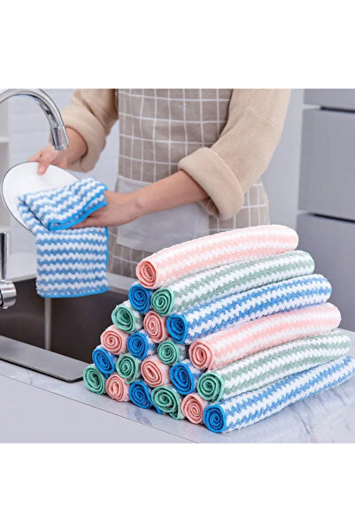 Choice 15 قطعة من القماش الصوفي المرجاني السميك لتنظيف الأطباق لا يلتصق بالزي...