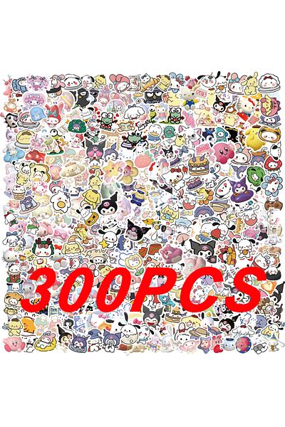 Choice 300pcs 100/200/300pcs Kawaii Sanrio Kuromi Melody Hello Kitty Stickers Laptop Mobile Phone Luggage W