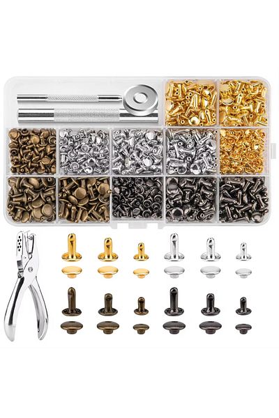 Choice 240pcs 240pcs Leather Rivets Double Cap With Punch Pliers Fixing Set Rivet Tubular Metal Studs For D