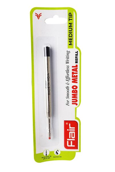 Flair Jumbo Metal Refill For Smooth and Effortless Writing 10 pcs,Black