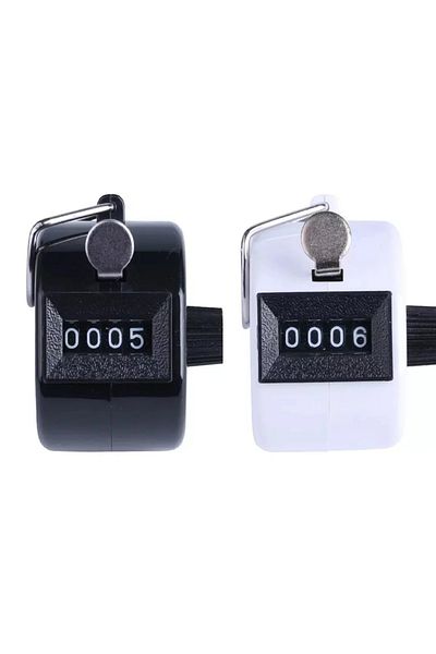 Choice Blackwhite2pcs Handheld 4 Digital Tally Counter Mechanical Manual Palm Clicker Number Count Assorted