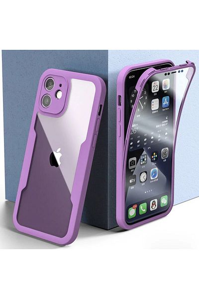 szHAIyu غلاف هاتف شفاف مقاوم للصدمات 360 درجة لهاتف iPhone 13 أرجواني اللون لهاتف iPhone 16 15 13 12 14 11 Pro Max X XS XR 7 8 PL