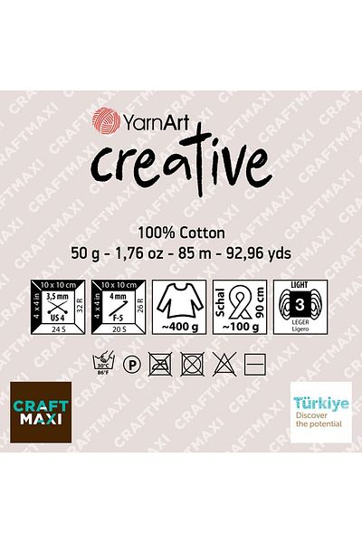 Yarnart Creative - Χειροποίητο Νήμα Πλεξίματος Off White-222