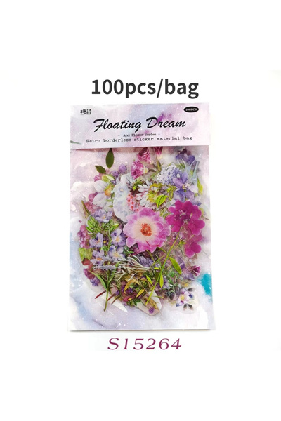 Choice S15264 Mr.paper 6 أنماط 100 قطعة / حقيبة ملصقات نباتية عتيقة زهور جمال...