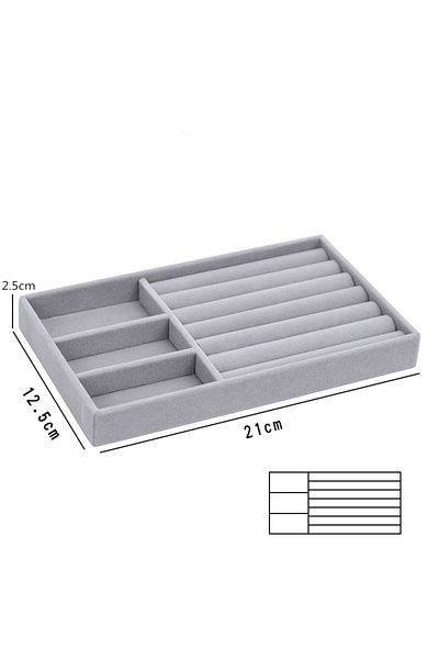 Choice 4 Grey Flannel Jewelry Storage Box Household Drawer Earrings Necklace Ring Tray Head Rope Ear Clip .
