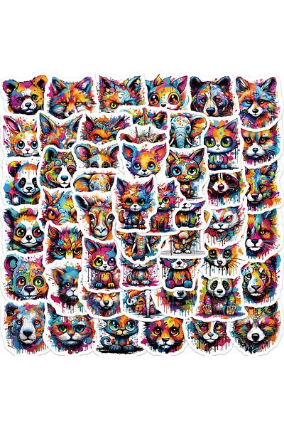 Choice 50pcs Cartoon Colorful Animal Aesthetic Graffiti Stickers Luggage Skateboard Laptop  Guitar Stick...