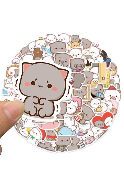 Choice 50pcs-random 50pcs Cute Peach Cat Stickers For Water Bottles Kawaii Waterproof Pvc Stickers For Lapt
