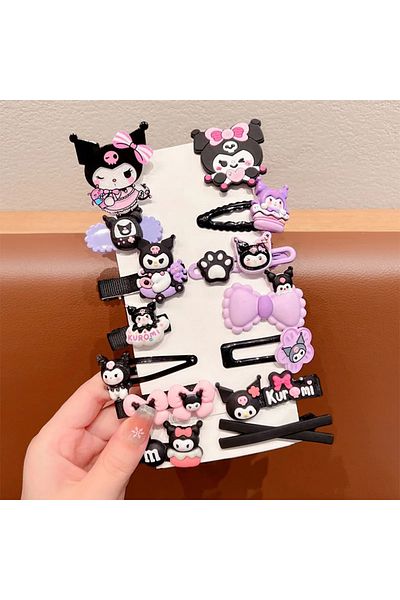 Choice Opp Bagged 02 14pcs/set Kawaii Cute Kuromi Stretch Bow Hair Tie Forkids My Melody Double Ponytail Le