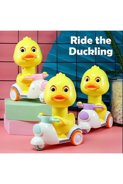 Haifeng 1pc Random Color Manual Pressing Head Free Rotation Cute Duck Press Car Motorcycle Anti-collision An