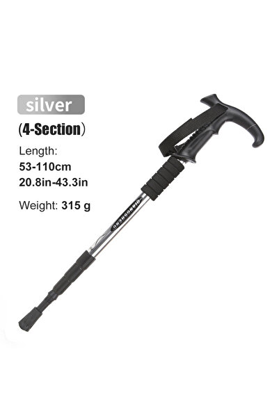 Choice عصا المشي لمسافات طويلة قابلة للطي بمقبض على شكل حرف T، 5 أقسام، عصا تلسكوبية للمشي لمسافات طويلة في الهواء الطلق من أجل نورد