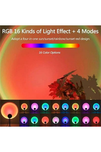 Choice 16 Colors Available Black 1pc Vibrant Sunset Projection Light - 16-color Spectrum, Usb Remote Contro