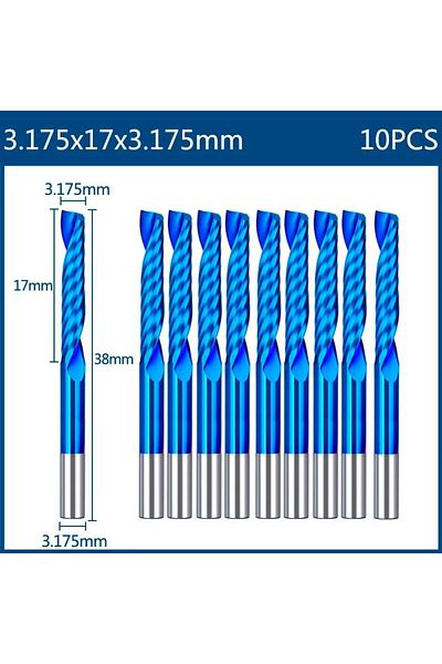 Choice Single Flute Mill Xcan End Mill Milling Cutter 10pcs 3.175mm Shank Cnc Router Bit Nano Blue Coated C