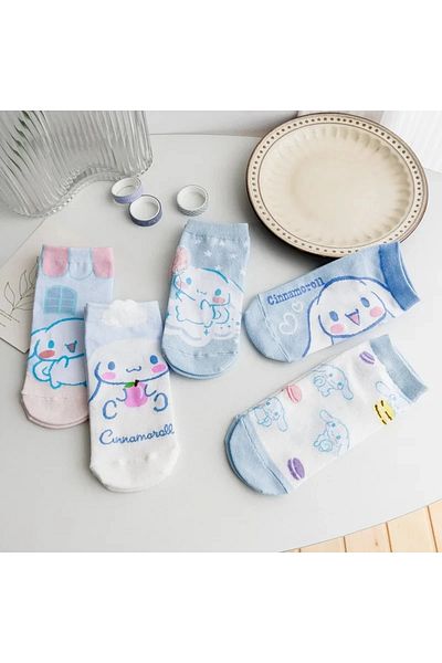 Choice 34-40size Yellow Kawaii Sanrio Hello Kitty Socks Anime Socks Harajuku Ship Socks Five Pairs Of Carto