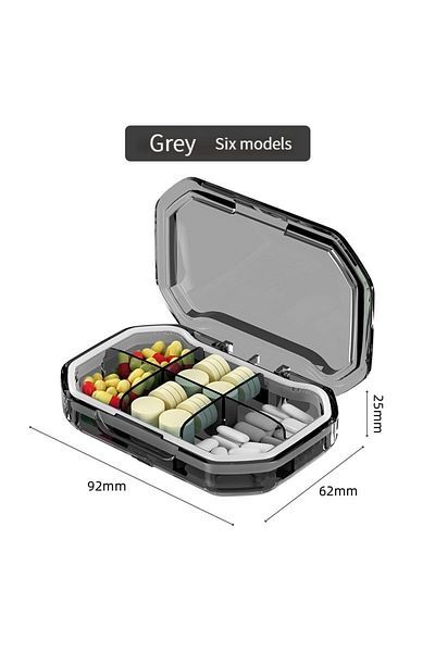Choice Grey 6 Grids Pill Storage Box Travel Medicines Storage Box Drug Separation Mini Portable Organizer C