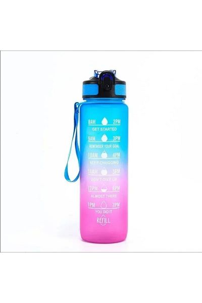 Choice 900ml Blue 32 Oz Leakproof Water Bottles With Times To Drink And Straw Motivational Drinking Sports