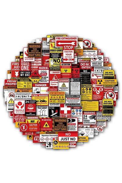 Choice 75pcs 75pcs Warning Ban Sign Stickers For Diary Diy Notebook Luggage Motorcycle Laptop Refrigerator