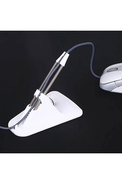Choice حامل كابل ماوس أبيض لتخزين أسلاك الماوس ومشبك سلك مرن ومنظم أسلاك مرن لجهاز Pugb E