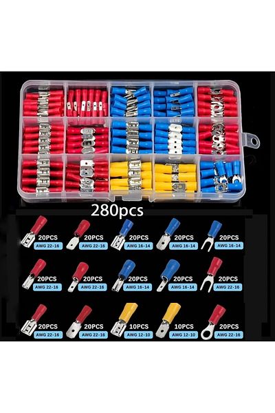 Choice 280pcs 280pcs Wiring Cold Crimp Terminals Boxed Pvc Insulated Terminal Block Spade Pair Connector
