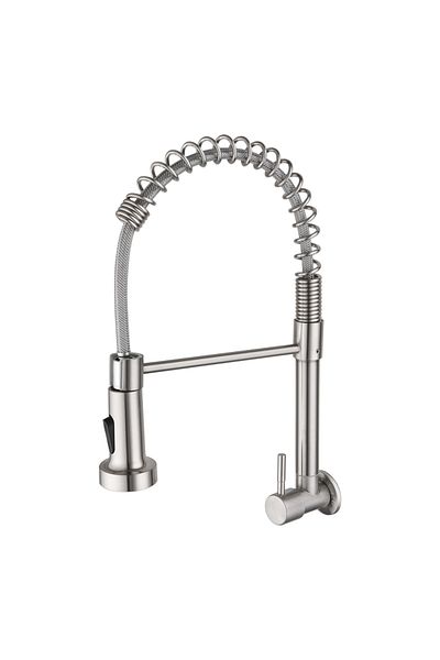 Choice Silver2 Baokemo Stainless Steel Wall Mounted Kitchen Faucet Spring Pull Out Single Cold Rotatable Ve