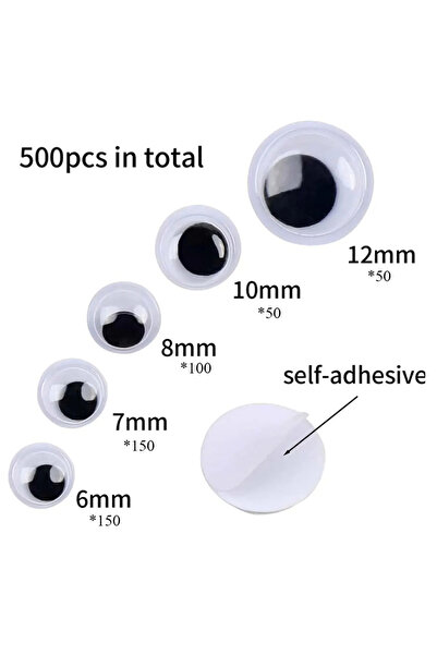 Choice Multi-size Mix 500pcs 500pcs Swing Eyes Self-adhesive Black White Goos...