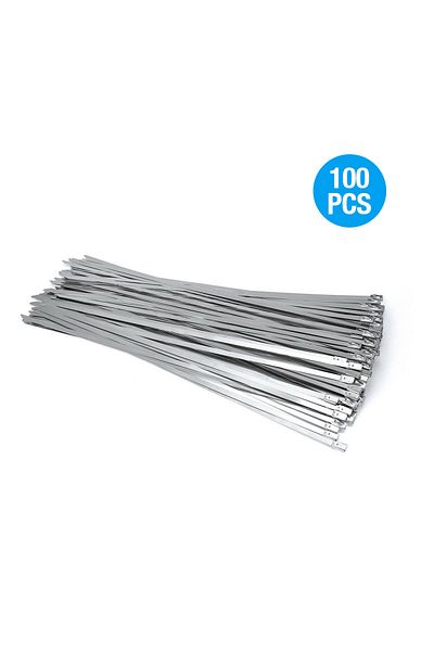 Choice 100Pcs 304#Stainless Steel Cable Ties 4.6mm Heavy Duty Self-Locking Cable Zip Tie Multi-Purpose M...