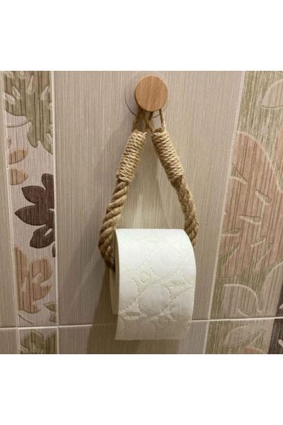 Choice 1pc Hemp Rope Tissue Holder Hole Free Wall Hanging Cotton String Hemp Rope Tissue Holder Solid Wo...