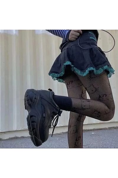 Choice Black 35kg-80kg Cute Japanese Hello Kitty Fishing Net Socks Black Silk Stockings Women's Thin Spring